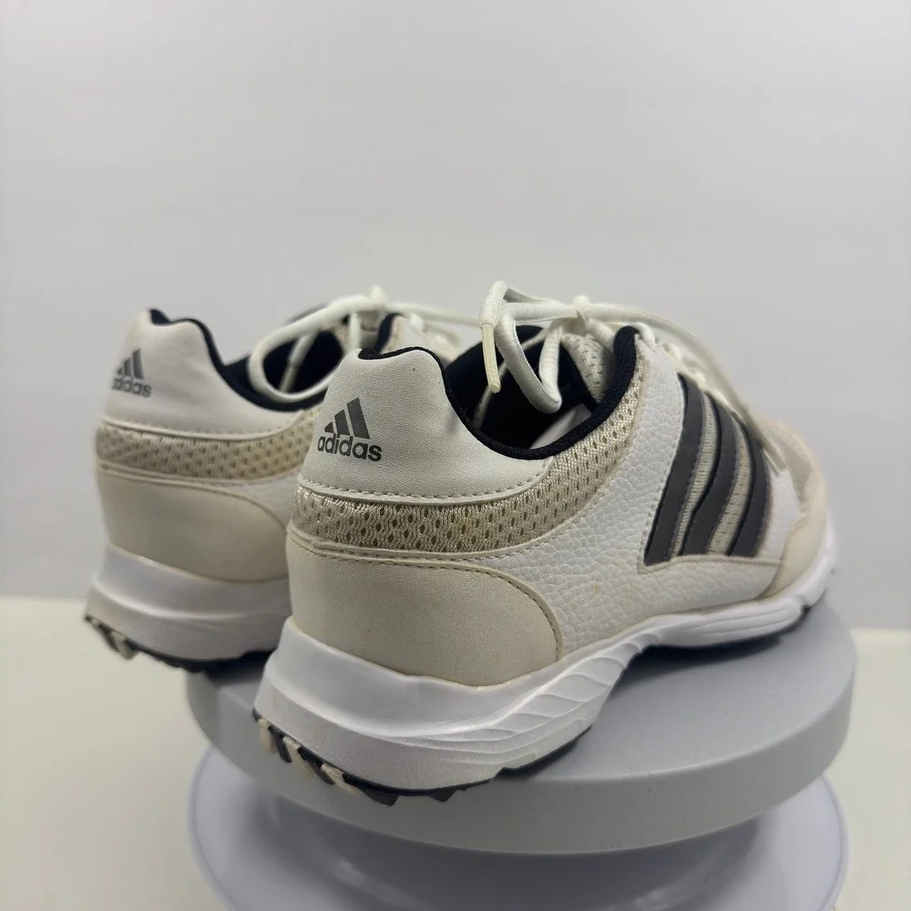 Adidas Traxion Golf Shoes White Gray Spikeless Lace Up Athletic Mens 7.5‎